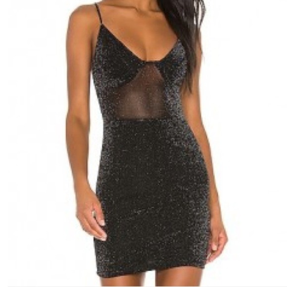 superdown Dresses & Skirts - Superdown Mini Dress Womens Size M Black Metallic Draya Michele Ruched Bodycon